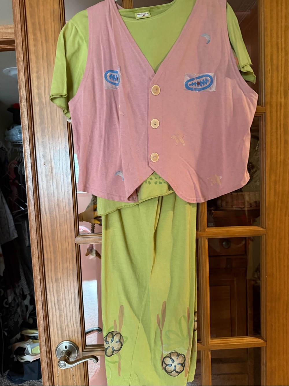 Blue Fish Pink Vest with Green pant set